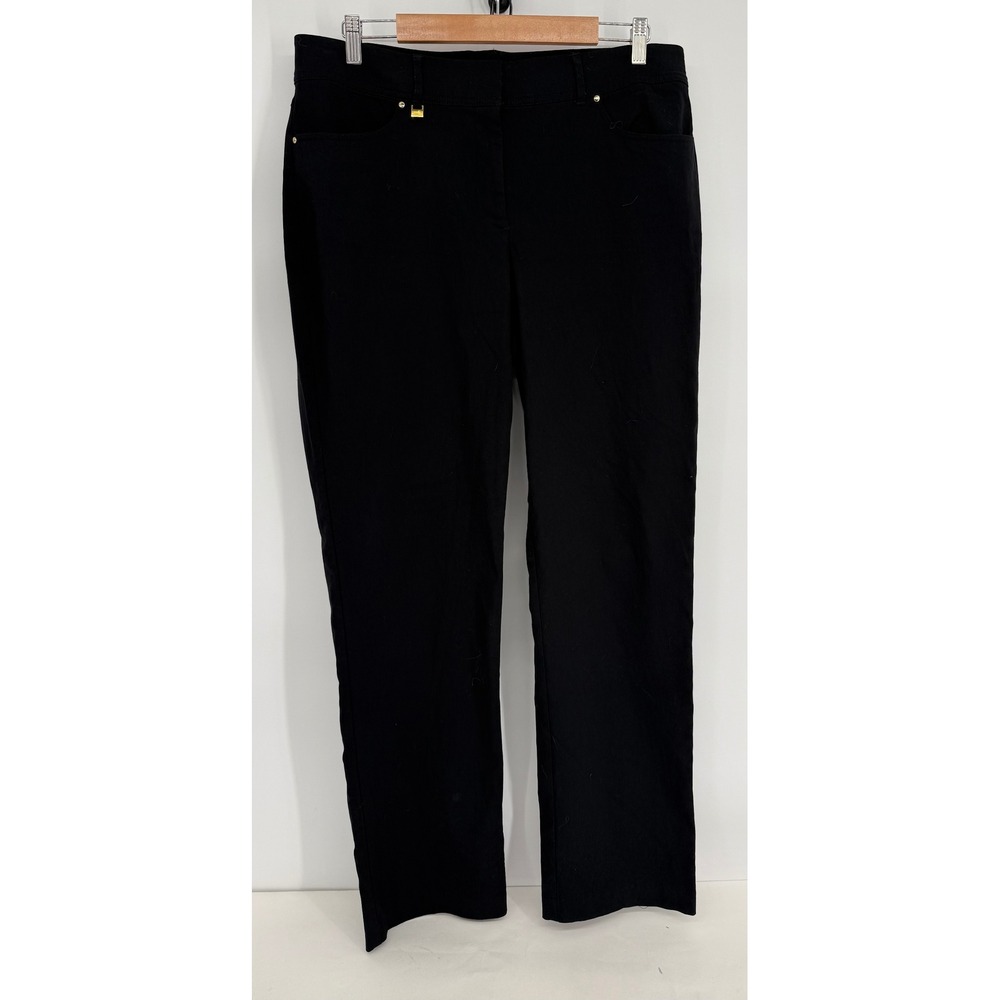 JM Collection Black Straight Leg Pull On Tummy Control Pants Size 14 RN 115760